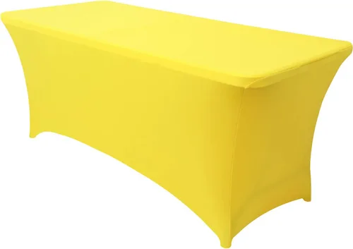 Vista 74 de Obstal Funda de mesa de elastano elástica de 4 pies para mesas plegables estándar, paquete de 2 manteles rectangulares universales ajustables