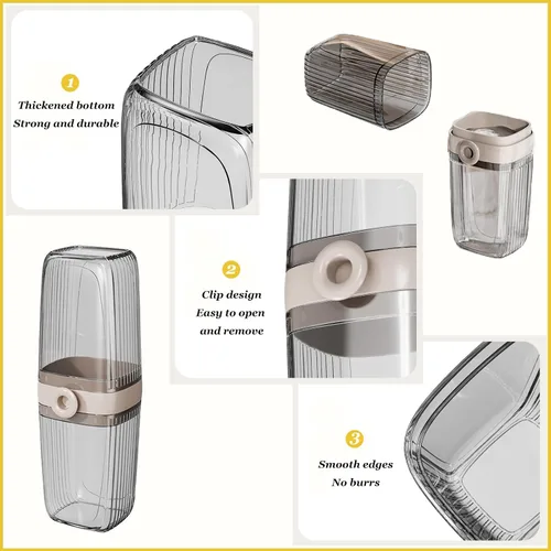 Vista 4 de Estuche de viaje para cepillo de dientes, soporte portátil para cepillos de dientes, funda multifuncional para cepillos de dientes, adecuada