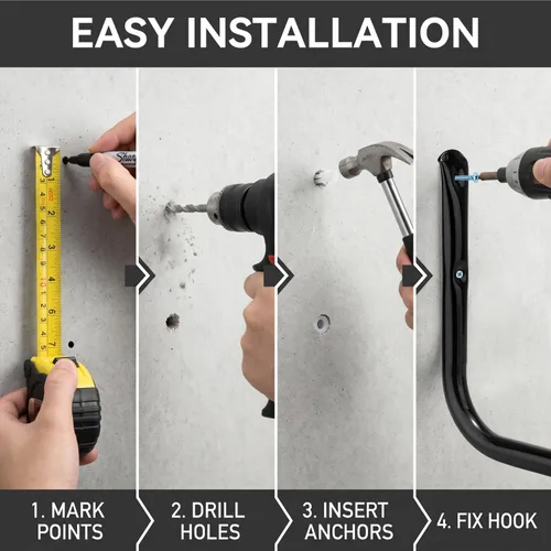 Vista 7 de Kayak Storage Rack Wall Mount, Kayak Hooks, Heavy Duty Garage Storage Hooks Suitable for Hanging Ladders, Bikes, Kayak