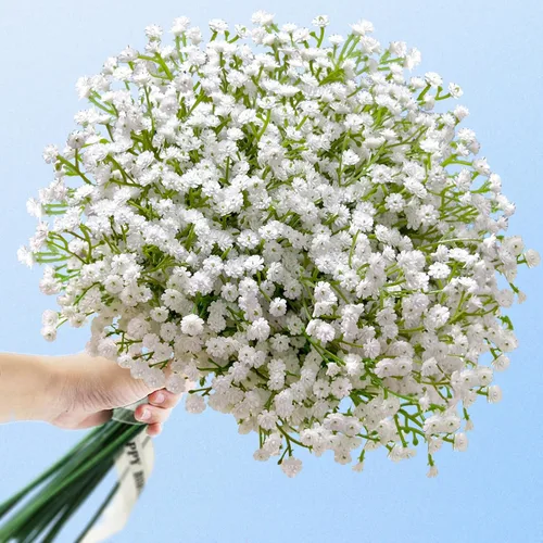 Vista 4 de 40 piezas de flores artificiales de aliento de bebé, flores artificiales de aliento de bebé, tallos largos de aliento de bebé, tallos largos