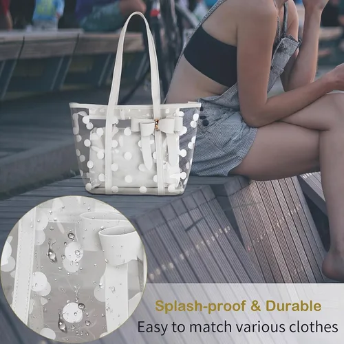 Vista 6 de Bolso de mano transparente impermeable de PVC para mujer, bolso de hombro, bolsa de playa, bolsa de trabajo de compras