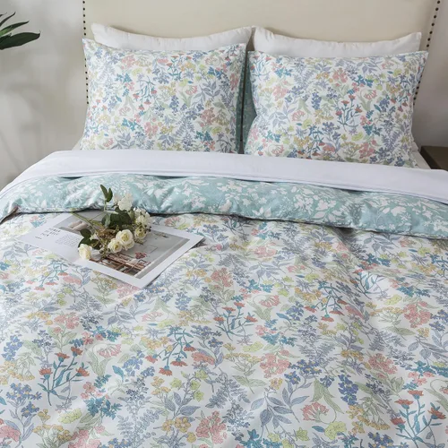 Vista 95 de HoneiLife Juegos de Fundas de Edredón Twin - Funda de Edredón Floral 100% Algodón, Juego de Ropa de Cama Transpirable de 2 Piezas con Cierre