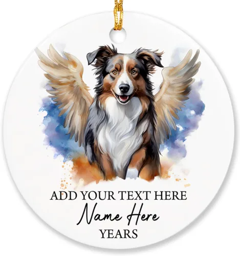Vista 14 de Airedale Terrier - Adorno personalizado de alas de ángel para perro, regalo de pérdida de condolencias de mascotas, adorno de Navidad conmemorativo
