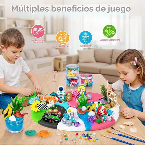 Vista 4 de Paquete de 8 tarros de masa sensoriales, kit de juego reutilizable