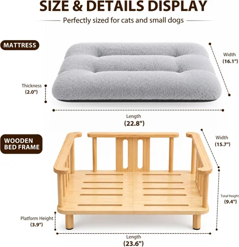 Vista 5 de Summark Cama elevada para gatos con colchón de felpa