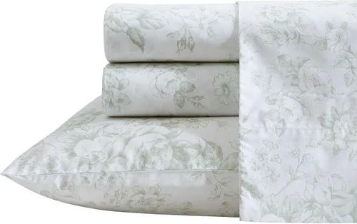 Vista 36 de Laura Ashley - Juego de sábanas individual, ropa de cama de percal de algodón fresca y suave con bolsillos profundos, ligera para comodidad durante
