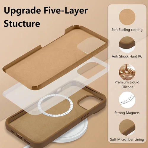 Vista 626 de Funda magnética de silicona para iPhone 13 Pro, color blanco antiguo [Compatible con Magsafe] [Forro de microfibra suave antiarañazos], funda