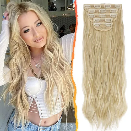 Vista 40 de BARSDAR Extensiones de cabello ondulado con clip negro marrón - 14 pulgadas, extensiones de cabello corto ondulado con clip para mujer - 5 piezas
