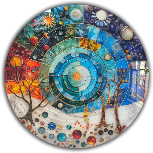 Vista 7 de Árbol de la vida, arte de pared de vidrio templado, pintura abstracta para pared, decoración del hogar, regalo de inauguración de la casa, colgantes