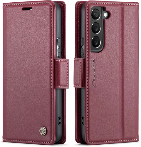 Vista 18 de QLTYPRI Funda tipo cartera para Samsung Galaxy S22, funda de cuero PU premium con cierre magnético, tipo folio con bloqueo RFID, ranuras