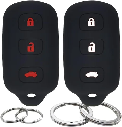 Vista 7 de 2 piezas de funda protectora de llave de silicona con 4 botones para mando a distancia sin llave, compatible con Toyota Corolla Camry Avalon 4Runner