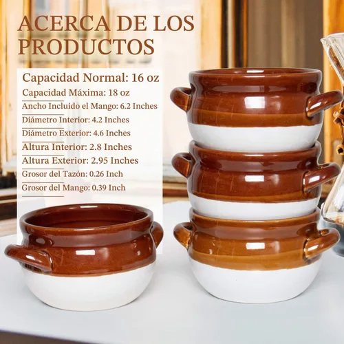 Vista 7 de Vumdua Tazones de Sopa de Cebolla Francesa con Asas, Cuencos de Cerámica para Servir Sopa de 16 Oz Crocks - Cuencos Aptos para Horno para Chile