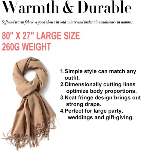 Vista 6 de maamgic Chales de pashmina para mujer, grandes, suaves, con sensación de cachemira, bufanda ligera