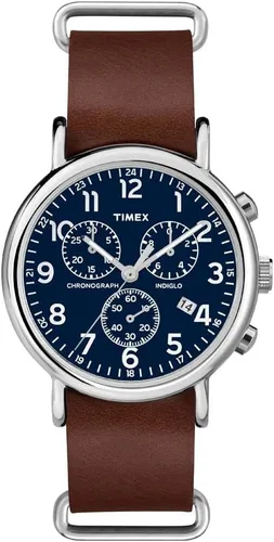 Vista 6 de Timex Reloj Weekender de 40 mm, para hombre Azul/Crema/Tono Plateado
