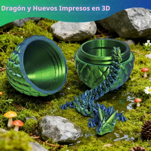 Vista 2 de Zobetro Dragón Impreso en 3D con Huevo Sorpresa, Dragón de Cristal Articulado en Huevo, Juguetes de Escritorio Fidget de Dragón Ejecutivo, Regalos