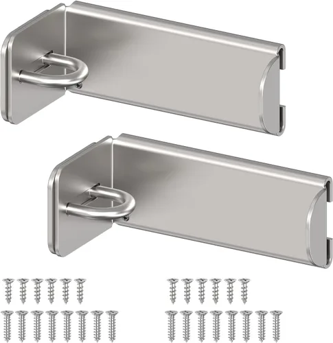 Vista 9 de Cerradura de puerta corredera de 90 grados, pestillo de hasp de ángulo recto de seguridad, pestillo de puerta para puerta corredera apto para Negro