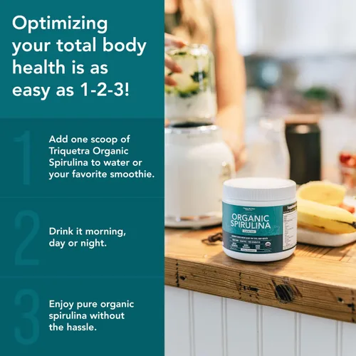 Vista 7 de Polvo de espirulina orgánica – Hecho con espirulina Parry®, conocida por su pureza superior y densidad de nutrientes – Agricultura vegana – No