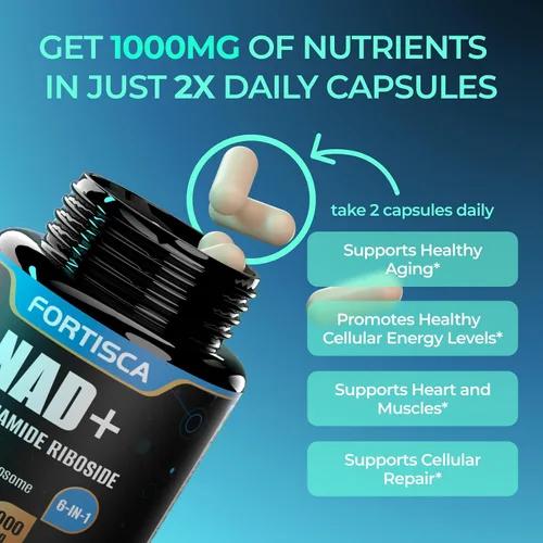 Vista 5 de Suplemento NAD+, suplemento liposomal de 1000 mg NAD+ con resveratrol, suplemento NMNH 6 en 1 alternativo de alta pureza NAD Plus para hombres