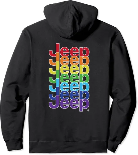 Vista 2 de Jeep Grille Pride Flag - Sudadera con capucha con logotipo blanco (dos caras), Negro