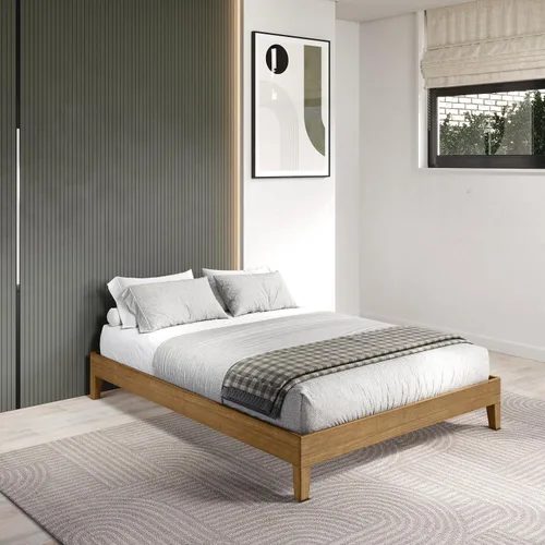 Vista 2 de Donco Trading - Cama Queen con plataforma de roble urbano