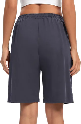 Vista 3 de ASIMOON Bermudas para mujer, pantalones cortos atléticos, holgados, para correr, pantalones cortos de yoga largos casuales con bolsillos