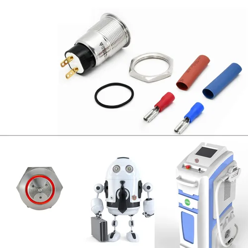 Vista 6 de Luz LED Roja Zumbador 12V 19mm Luz de Alarma Indicador Lámpara de Señal Piloto de Acero Inoxidable 0.75" Agujero de Montaje con Sonido de 85dB
