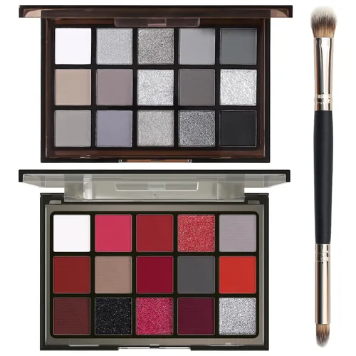 Vista 23 de UCANBE Paleta de sombras de ojos de 15 colores – Kit de maquillaje para ojos con brillo mate, purpurina metálica, tonos frescos en blanco, azul