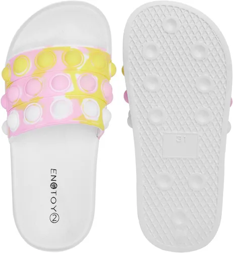Vista 5 de Engtoy Sandalias para niños y niñas, unisex, ligeras, antideslizantes, puntera abierta, cómodas, para ducha, playa, divertidas sandalias