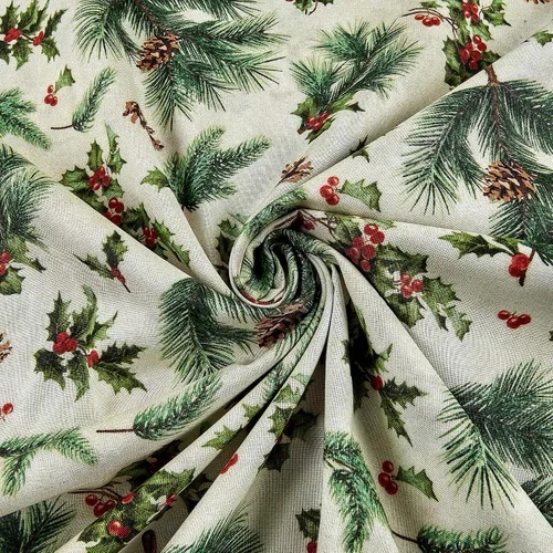 Vista 3 de Springs Creative Christmas Merry Deer Holly - Edredón de tela multicolor por yarda