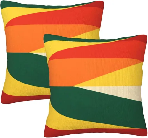 Vista 15 de Pack of 2 Short Plush Throw Pillow Covers 16 X 16 Inch, Retro Yellow Purple Stripes Couch Throw Pillow Covers Cozy Pillowcases, Couch Pillow Covers