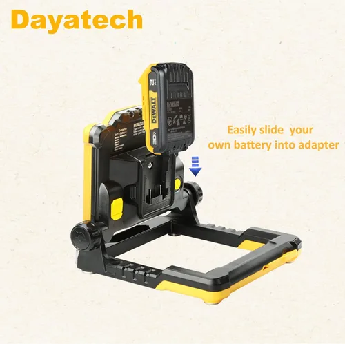 Vista 2 de Trípode inalámbrico LED luz de trabajo compatible con Dewalt y Milwaukee batería de 18-20V sin parpadeo, 4000 LM 25 W brillo ajustable, base