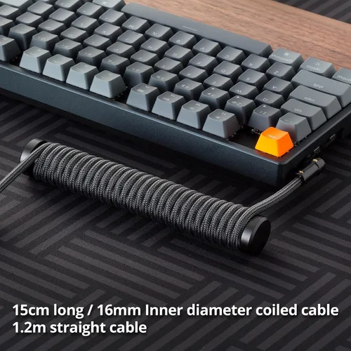 Vista 5 de GUNMJO Cable USB C en espiral profesional para teclado de juegos, cable de teclado mecánico aviador de metal con ángulo tipo C, USB-C de 4.9 ft a