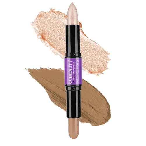 Vista 12 de CCbeauty Barra de contorno mate 2 en 1, barra corrector de doble resaltado, kit de resaltado y contorno, barras bronceadoras para maquillaje