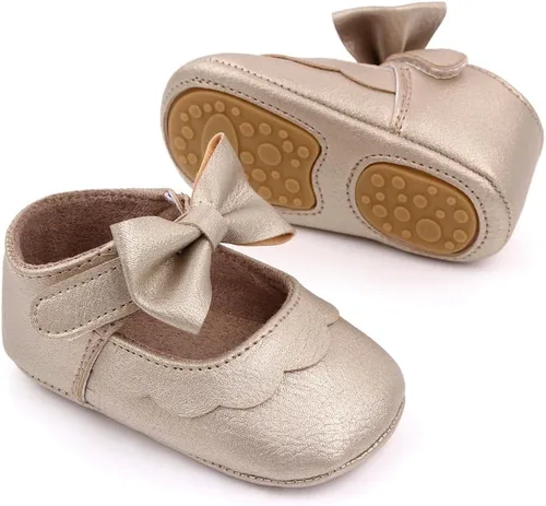 Vista 3 de Zapatos Mary Jane para bebés y niñas, suela de goma antideslizante, zapatillas de ballet para vestido de princesa, zapatos de boda, zapatos de cuna