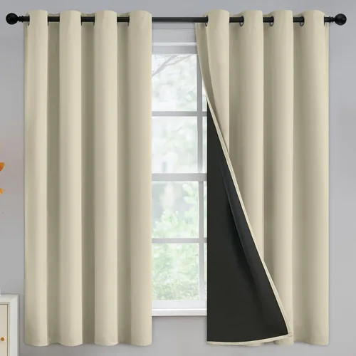Vista 143 de Yakamok Cortinas negras, cortinas de ventana con aislamiento térmico y eficiencia energética para dormitorio, cortinas opacas completas y cortinas