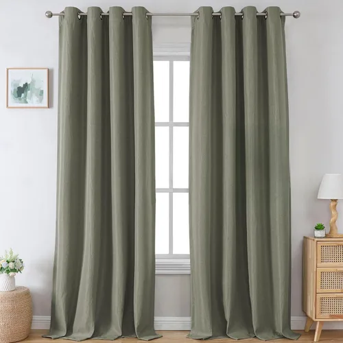 Vista 41 de H.VERSAILTEX Cortinas opacas de lino de 45 pulgadas de largo para dormitorio/sala de estar con aislamiento térmico con ojales, cortinas de lino