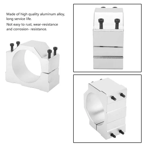Vista 4 de Soporte de motor CNC, abrazadera de montaje de motor de husillo de aluminio con tornillos, juego de herramientas para husillo CNC grabado máquina