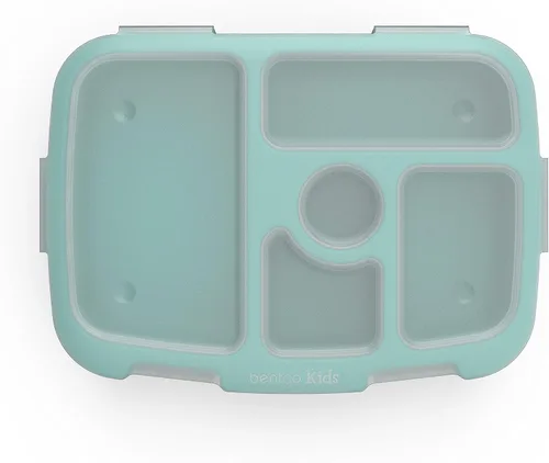 Vista 3 de Bentgo Kids Brights - Bandeja (aqua) con tapa transparente, reutilizable, sin BPA, recipiente de 5 compartimentos para la preparación de comidas