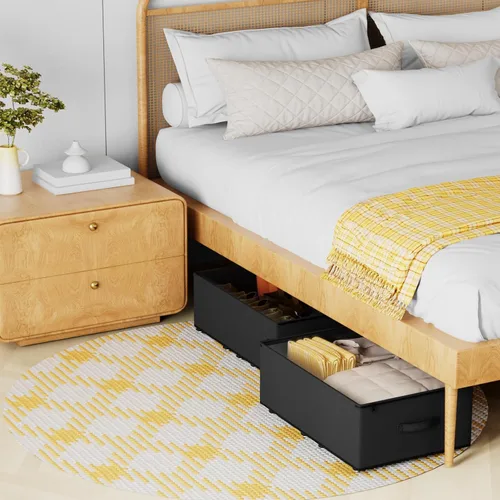Vista 3 de Almacenamiento debajo de la cama con ruedas, organizadores de almacenamiento de zapatos debajo de la cama, contenedores de almacenamiento debajo