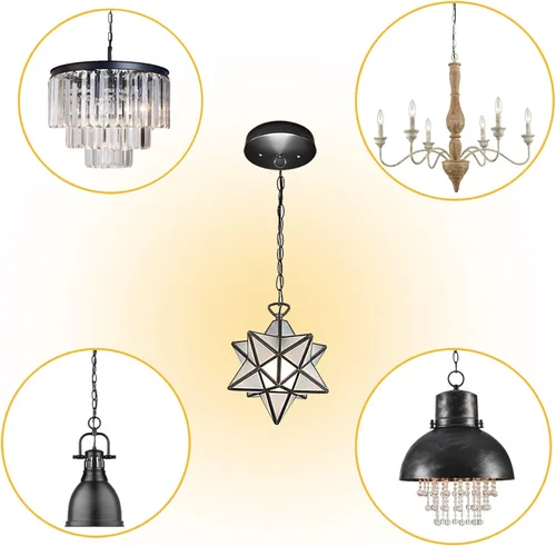 Vista 6 de ECUDIS Kit de toldo de luz colgante, placa de cubierta de lámpara de techo de 4.7 pulgadas con accesorios de montaje para candelabro, toldo de Negro
