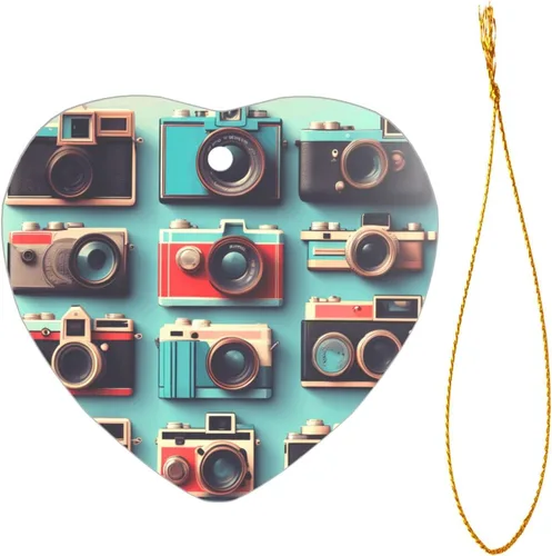 Vista 2 de Retro Cool Camera Collection Print Christmas Ornament 2025, Acrylic Santa Pendant Ornaments for Christmas Tree Decorative Baubles
