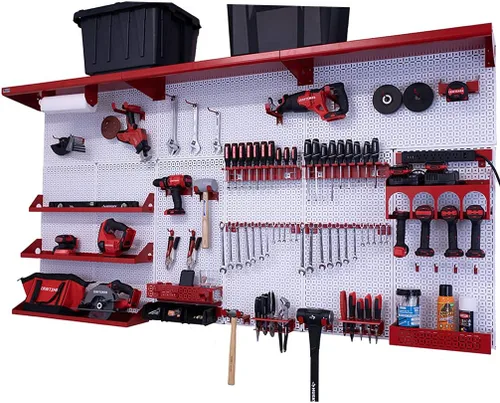 Vista 22 de OmniWall Weekend Warrior XL - Sistema de organización de pared de metal (negro/azul)