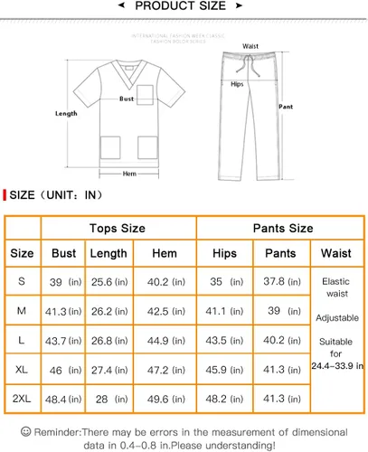 Vista 7 de niaahinn Unsex - Conjunto de traje médico para mujer, cuello en V y pierna recta, pantalones con cordón, uniformes de enfermería para hombres