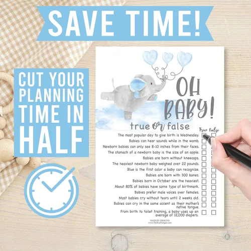 Vista 7 de Hadley Designs Divertidos juegos de baby shower para niños – 25 tarjetas de doble cara para 25 invitados, 2 juegos, juego de baby shower de palabras