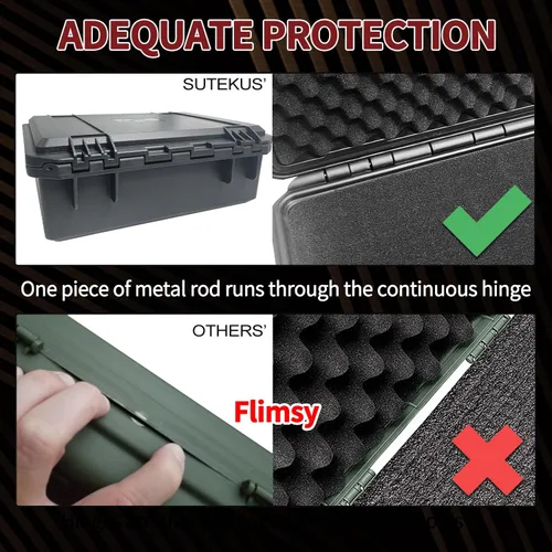 Vista 4 de Sutekus Funda rígida para pistola Estuche para pistola impermeable con accesorios de arma de espuma