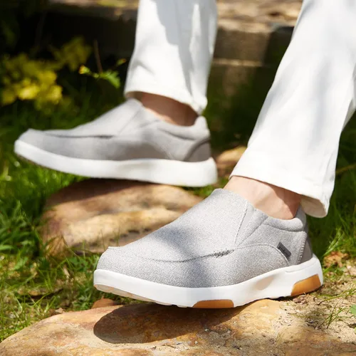 Vista 2 de OrthoComfoot Zapatos ortopédicos cómodos sin cordones para hombre con soporte de arco, mocasines ortopédicos para fascitis plantar, zapatos de lona