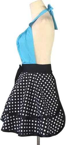 Vista 4 de Hyzrz Lindo delantal retro vintage de criada a lunares delantales de cocina para mujeres, damas y niñas (azul)