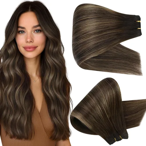 Vista 35 de Full Shine Extensiones de trama de cabello humano, cabello natural negro brillante, para mujeres, 1.76 oz (50 g), 10 pulgadas (25.4 cm), cabello