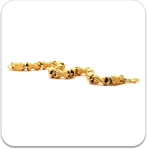 Vista 5 de Pulsera chapada en oro de 18 quilates con cabeza de dragón, pulsera de eslabones de chorro de arena, Metal, Sin gemas.