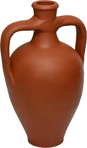 Vista 3 de Jarra de agua de ánfora de doble mango de terracota, jarra de arcilla, jarra de vino, jarrón de decoración del hogar, tarro de cerámica, regalo